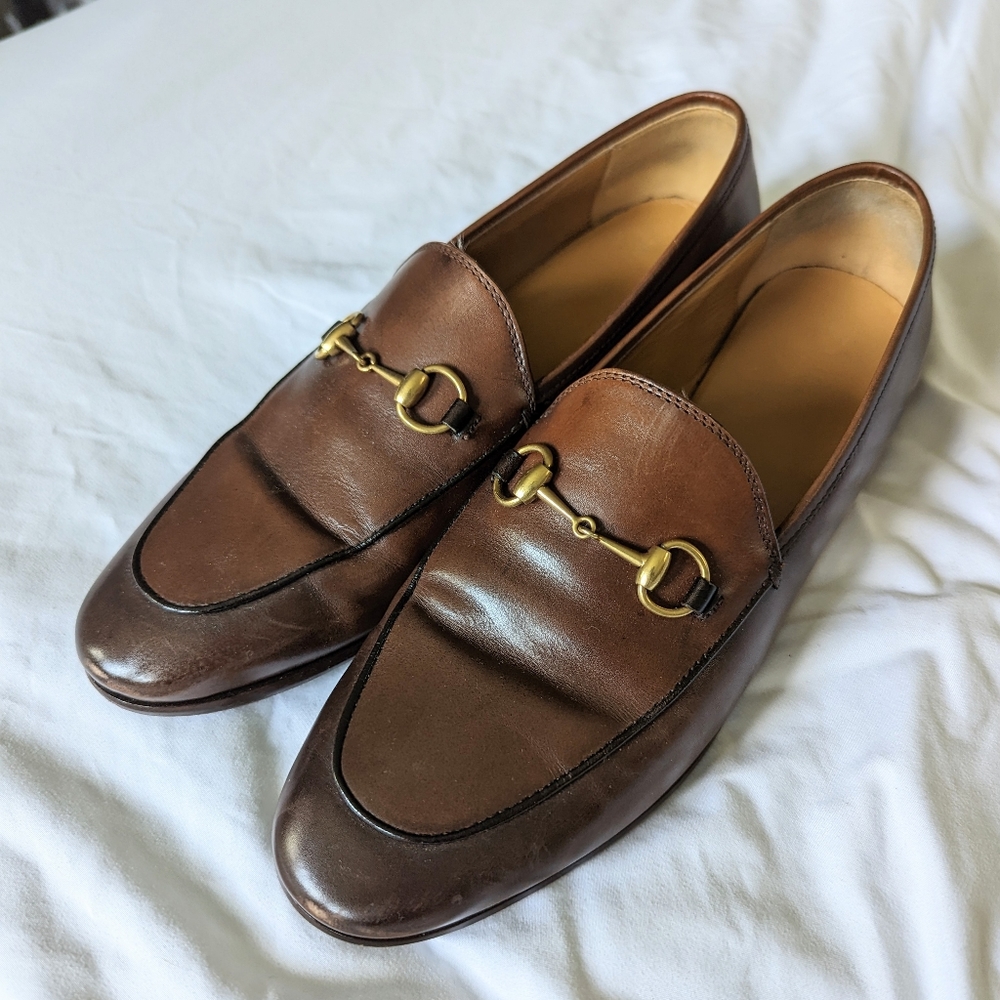 Gucci Jordaan Brown Leather Loafers